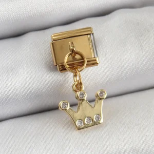 Utterly Good Kraliçe Tacı Charm Zirkon Taşlı 316L Çelik Gold Renk