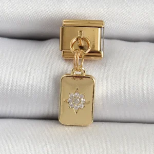 Utterly Good Kutup Yıldızı Charm 316L Çelik Zirkon Taşlı Gold Renk