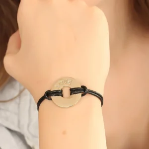 Utterly Good Love Yazılı Siyah Deri İpli Unisex Bileklik