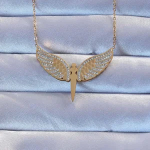 Utterly Good Mikail Kolye 316L Çelik Gold Zirkon Taşlı