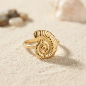Utterly Good Nautilus Tasarım Gold Renk Kadın Yüzük Altın Kaplama Klasik