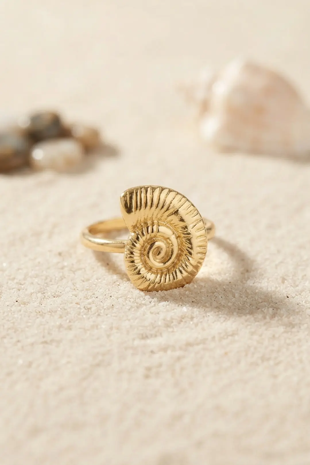 Utterly Good Nautilus Tasarım Gold Renk Kadın Yüzük Altın Kaplama Klasik