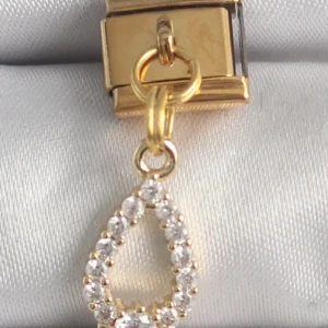 Utterly Good Nomination Charm 316L Çelik Gold Renk Zirkon Taşlı Damla Model Sallantılı