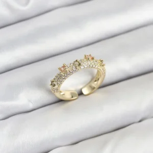 Utterly Good Pirinç Gold Renk Zirkon Taşlı Vintage Kadın Yüzük