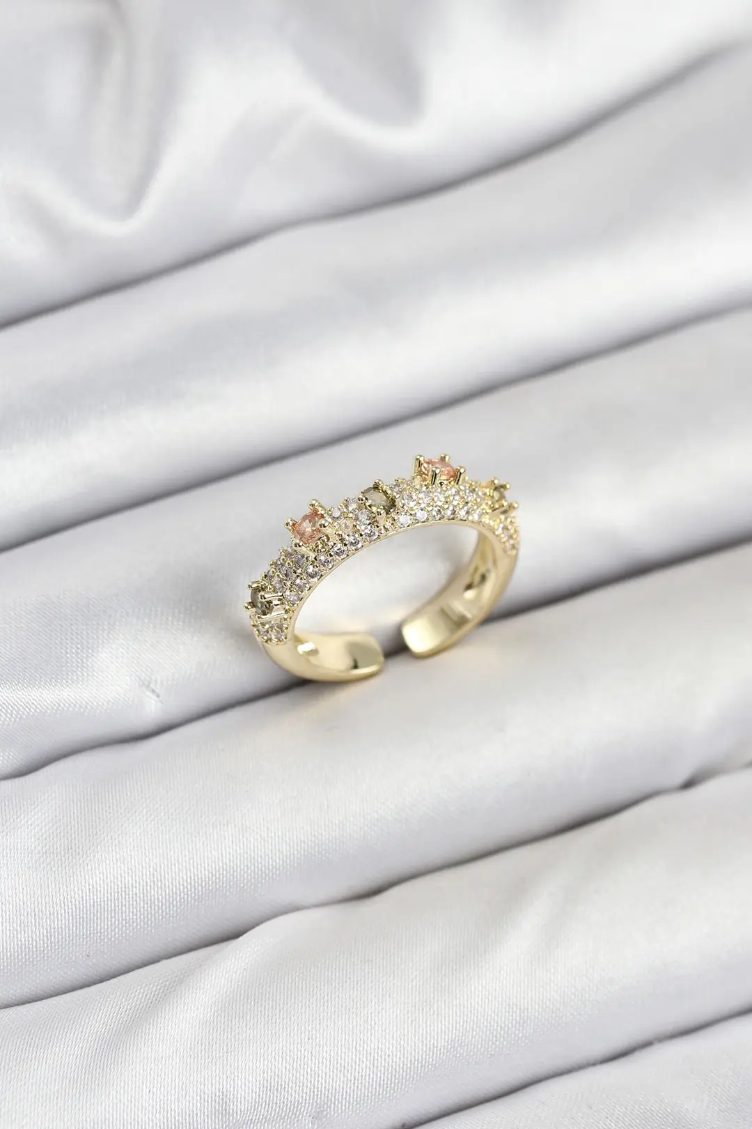 Utterly Good Pirinç Gold Renk Zirkon Taşlı Vintage Kadın Yüzük