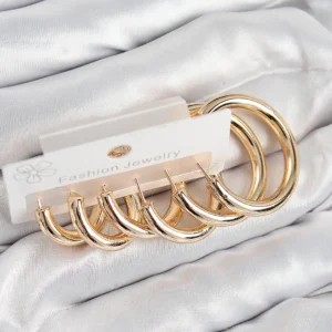 Utterly Good Pirinç Halka Model Gold Renk Kadın Set Küpe