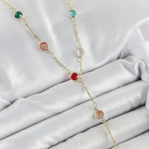 Utterly Good Pirinç Y Kolye Gold Renk Zirkon Taşlı Günlük Model