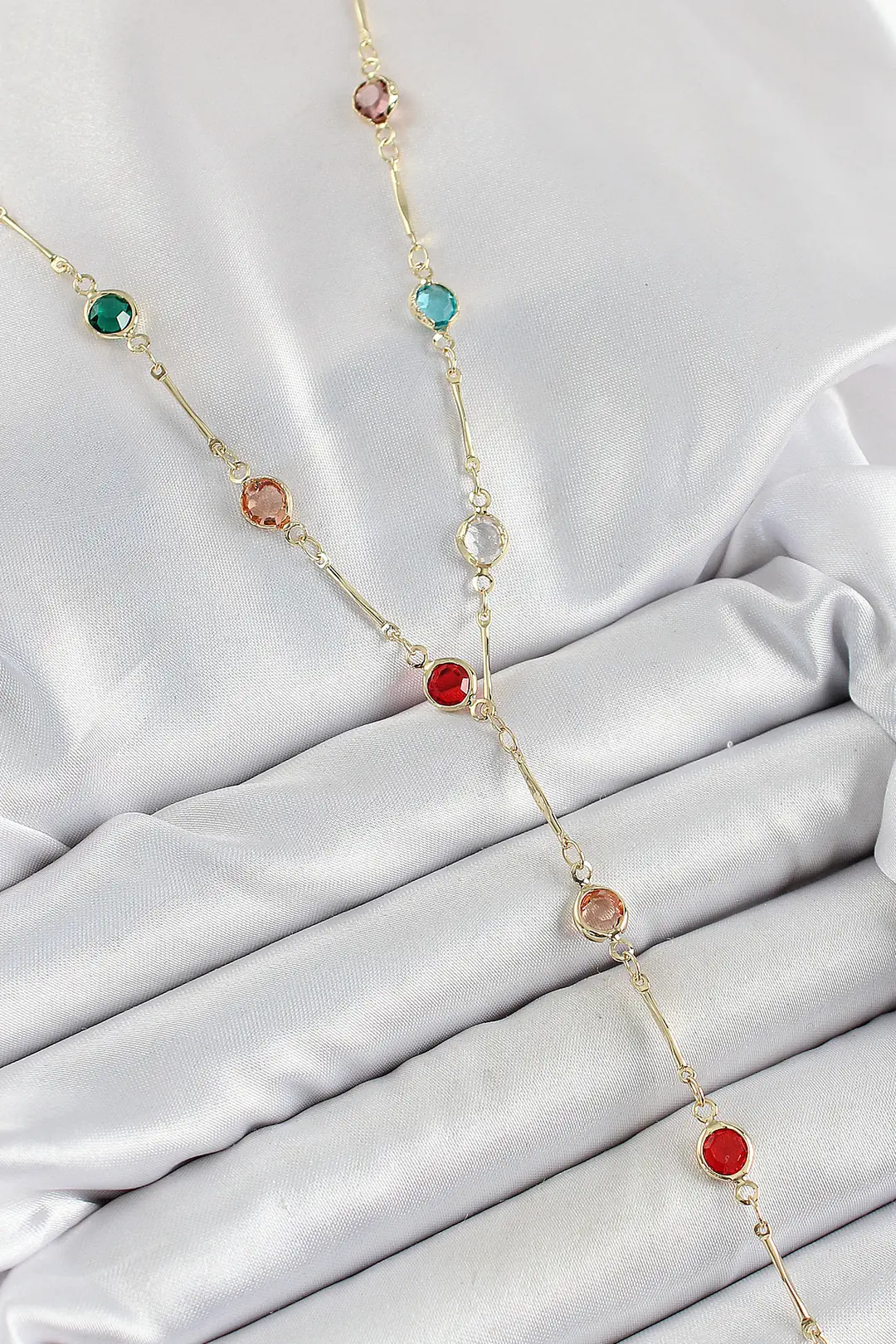 Utterly Good Pirinç Y Kolye Gold Renk Zirkon Taşlı Günlük Model