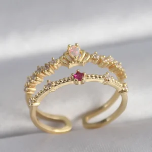Utterly Good Taç Model Kadın Yüzük Gold Renk Zirkon Taşlı Pirinç