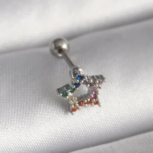 Utterly Good Tragus Piercing 316L Çelik Gümüş Renk Zirkon Taşlı Yıldız Model