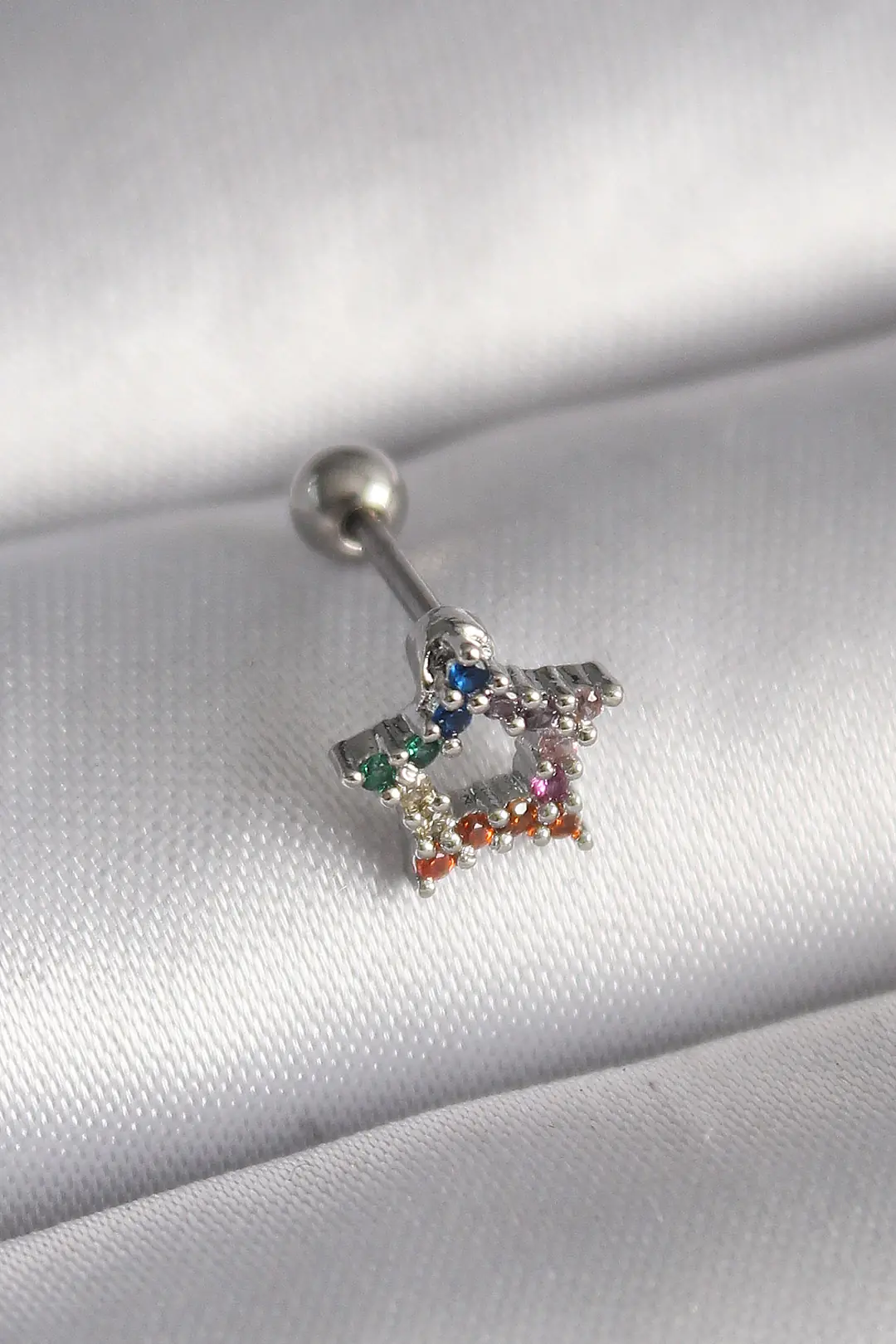 Utterly Good Tragus Piercing 316L Çelik Gümüş Renk Zirkon Taşlı Yıldız Model