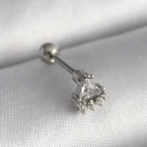Utterly Good Tragus Piercing 316L Çelik Gümüş Üçgen Zirkon Taşlı