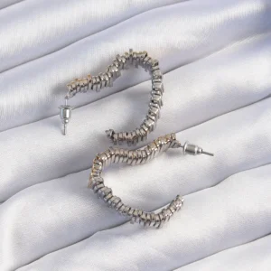 Utterly Good Tırtıklı Kalp Küpe Pirinç Gold Gümüş Renkli
