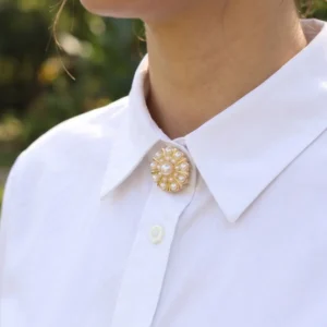 Utterly Good Vintage Model Gold Renk Düğme Manşet Broşu