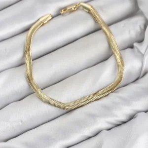 Utterly Good Yassı Yılan Zincir Kadın Bileklik Gold Renk Pirinç