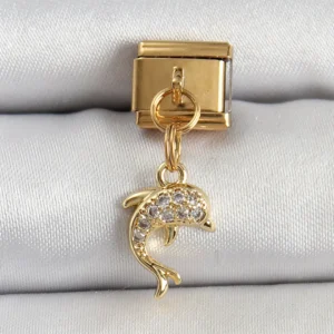 Utterly Good Yunus Balığı Charm 316L Çelik Zirkon Taşlı Gold Renk Nomination