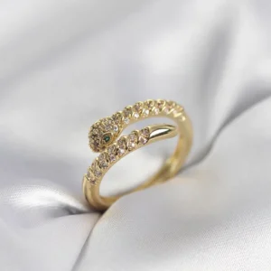 Utterly Good Yılan Model Gold Kaplama Zirkon Taşlı Kadın Yüzük