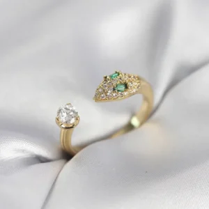 Utterly Good Yılan Model Zirkon Taşlı Gold Kadın Yüzük