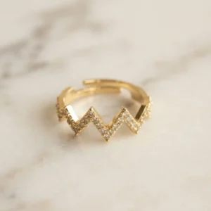 Utterly Good Zirkon Taşlı Ayarlanabilir Zikzak Yüzük Gold Renk