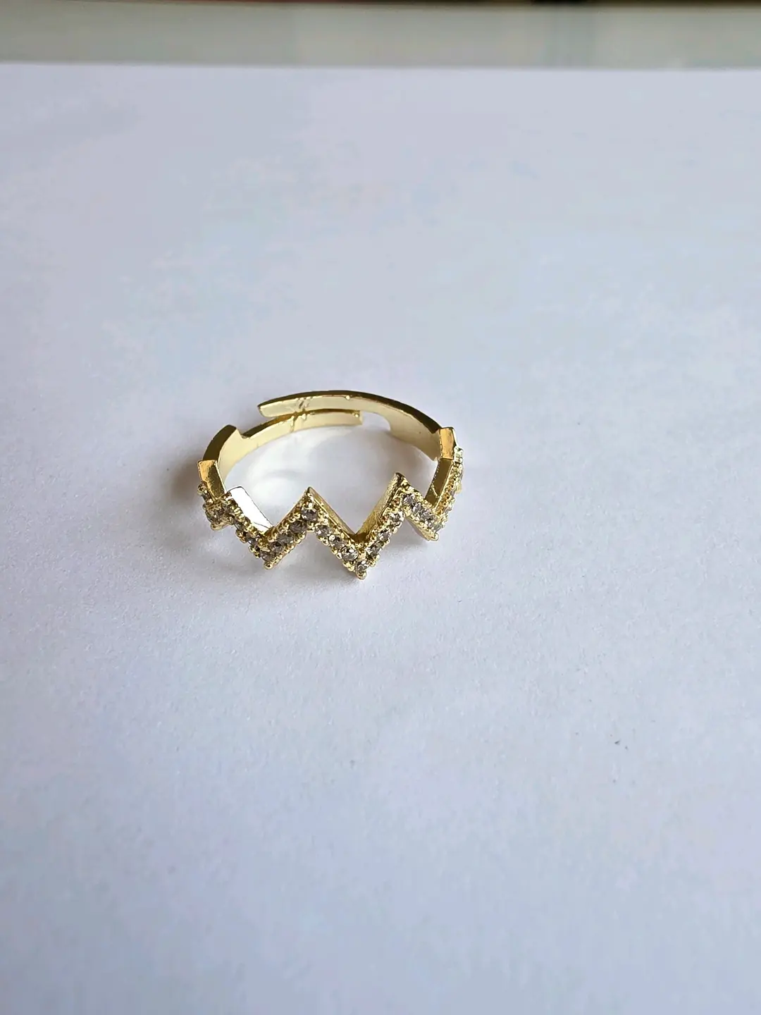Utterly Good Zirkon Taşlı Ayarlanabilir Zikzak Yüzük Gold Renk