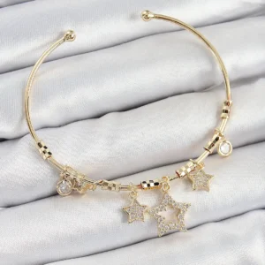 Utterly Good Zirkon Taşlı Yıldız Charm Bileklik Gold Renk Pirinç