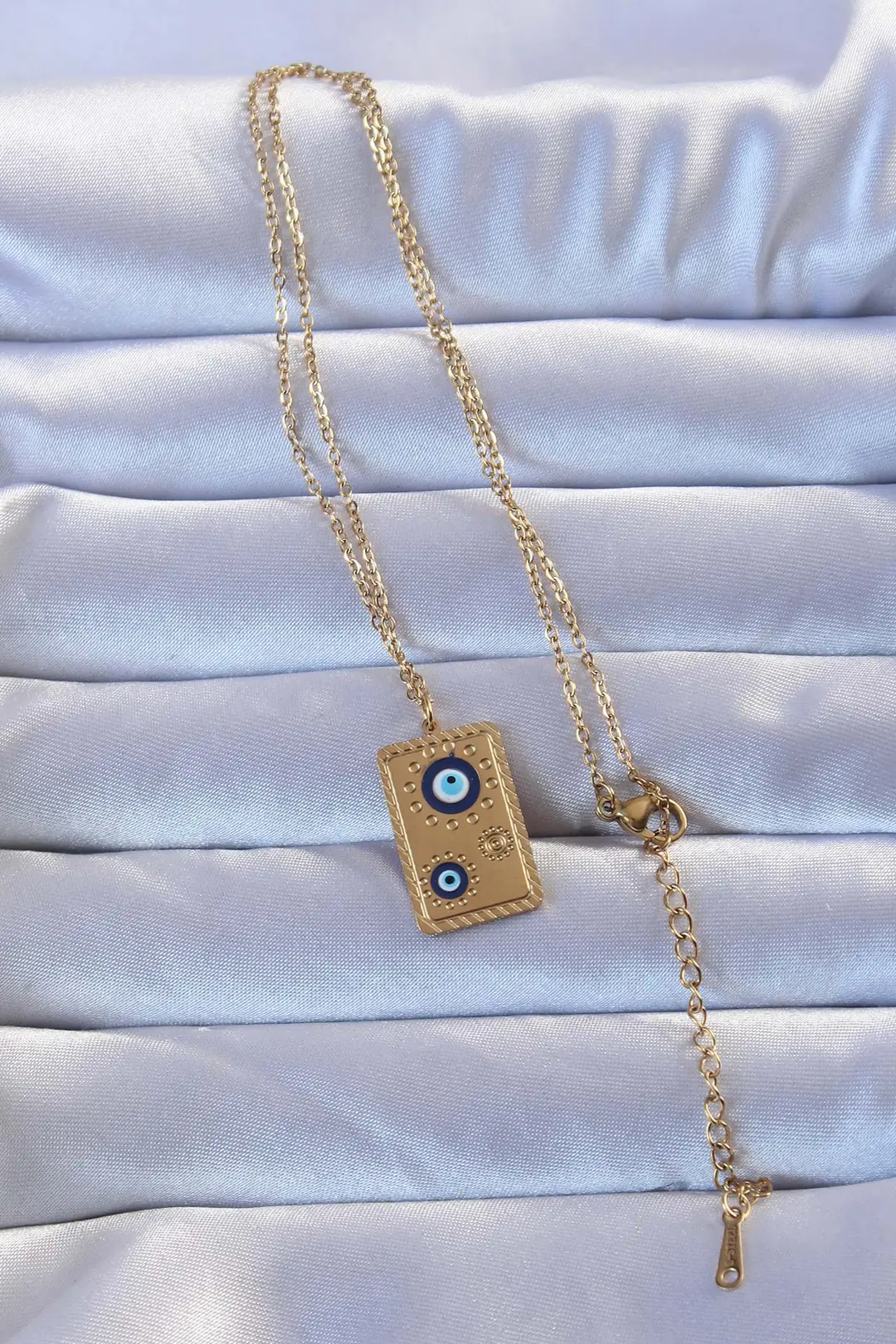 Utterly Good Çelik Kolye Gold Renk Nazar Figürlü Vintage Tasarım