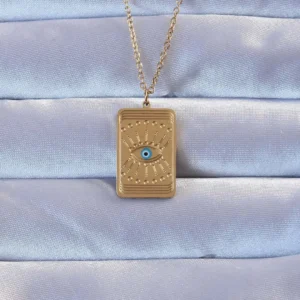 Utterly Good Çelik Vintage Nazar Göz Motifli Gold Kolye