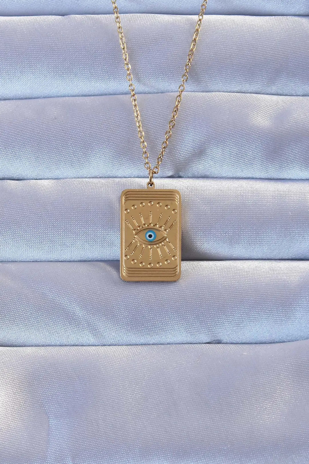 Utterly Good Çelik Vintage Nazar Göz Motifli Gold Kolye