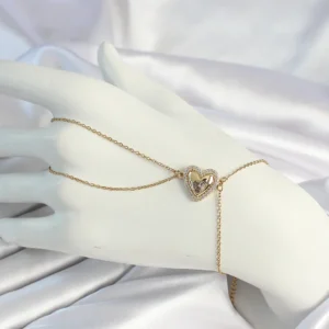 Utterly Good Şahmeran Kolye 316L Çelik Kalp Figürlü Zirkon Taşlı Gold Renk