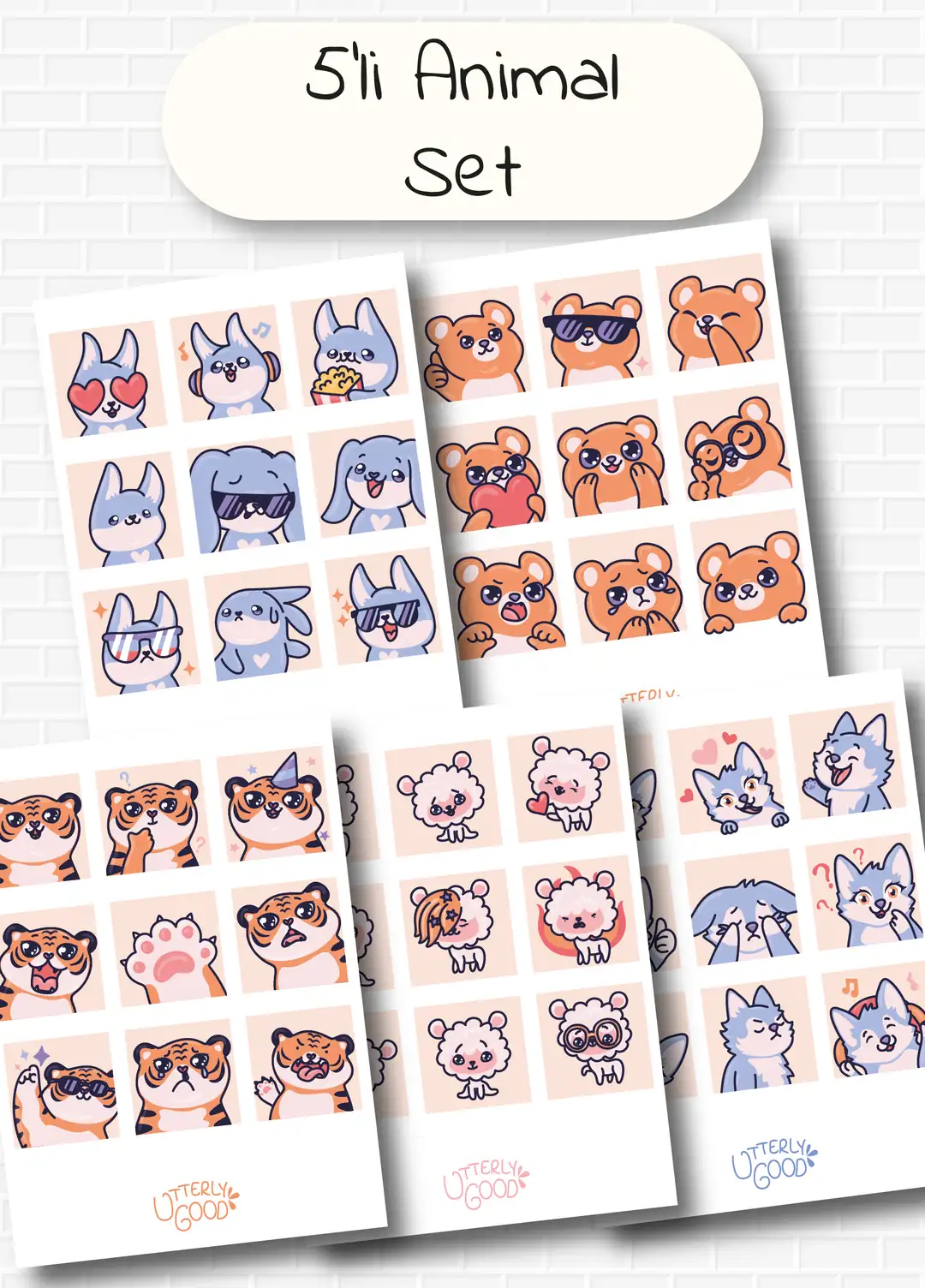 Hayvan Temalı 5'li Sticker