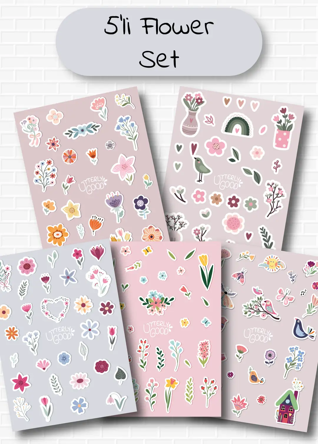 Çiçek Temalı Sticker Seti