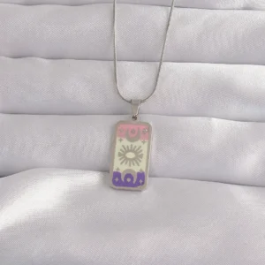 Utterly Good 316L Çelik Ay Figür Tarot Kolye Gümüş Renk Mineli