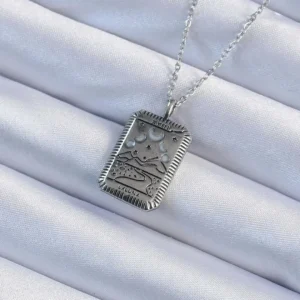 Utterly Good 316L Çelik Ay Figürlü Tarot Kolye Eskitme Gümüş Renk