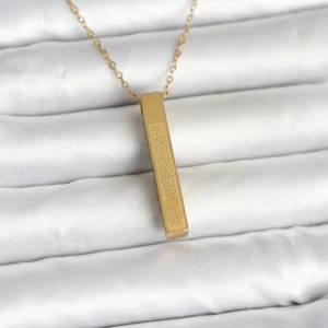 Utterly Good 316L Çelik Ayetel Kürsi Yazılı Gold Kaplama Bar Kolye