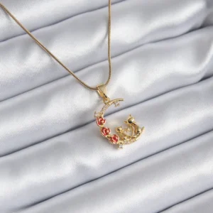 Utterly Good 316L Çelik Gold Hilal Kedi Kolye Zirkon Taşlı Kadın