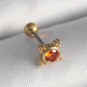 Utterly Good 316L Çelik Gold Kaplama Turuncu Zirkon Taşlı Tragus Piercing