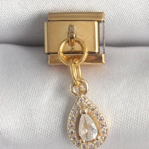 Utterly Good 316L Çelik Gold Kaplama Zirkon Taşlı Sallantı Damla Charm