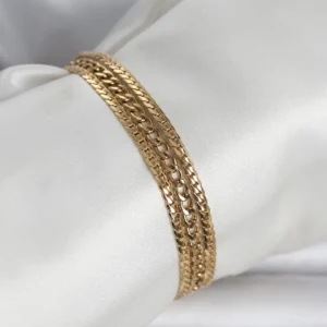 Utterly Good 316L Çelik Gold Renk 3'lü Kadın Bileklik Seti