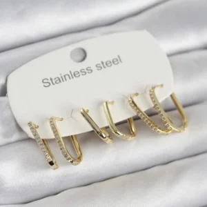 Utterly Good 316L Çelik Gold Renk 6'lı Set Geometrik Model Kadın Küpe