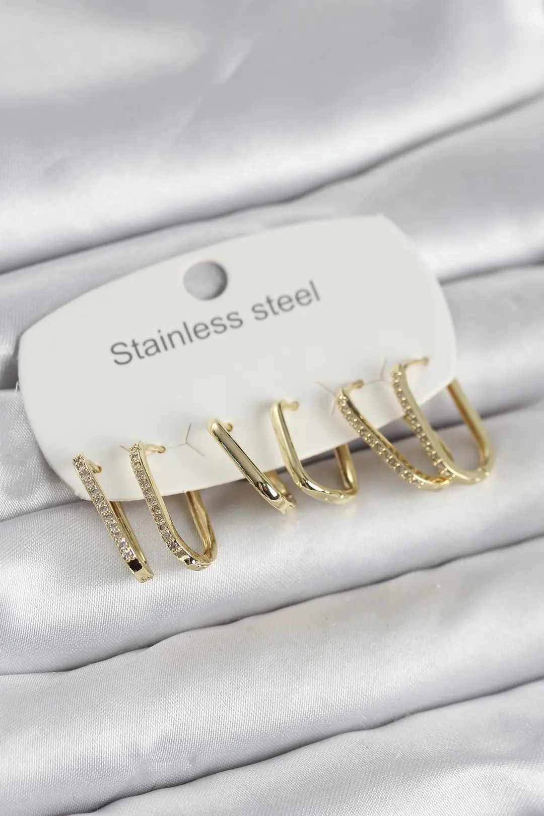 Utterly Good 316L Çelik Gold Renk 6'lı Set Geometrik Model Kadın Küpe