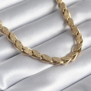 Utterly Good 316L Çelik Gold Renk Lazer Kesim Arpa Zincir Kadın Kolye