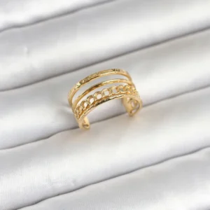 Utterly Good 316L Çelik Gold Renk Zincirli Vintage Model Kadın Yüzük