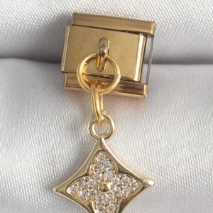 Utterly Good 316L Çelik Gold Renk Zirkon Taşlı Çiçek Nomination Charm