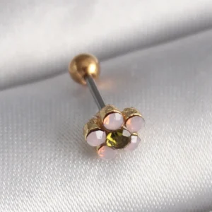 Utterly Good 316L Çelik Gold Zirkon Taşlı Çiçek Tragus Piercing