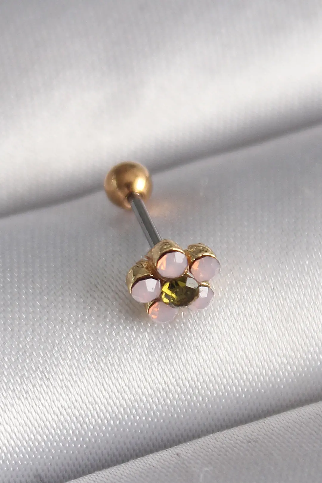 Utterly Good 316L Çelik Gold Zirkon Taşlı Çiçek Tragus Piercing