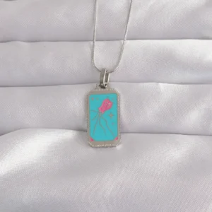 Utterly Good 316L Çelik Gümüş Renk Mavi Mineli Tarot Kolye