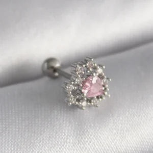Utterly Good 316L Çelik Gümüş Renk Zirkon Taşlı Kalp Tragus Piercing