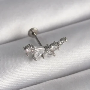 Utterly Good 316L Çelik Gümüş Renk Zirkon Taşlı Tragus Piercing