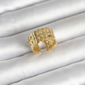 Utterly Good 316L Çelik Hasır Model Kadın Yüzük Gold Kaplama