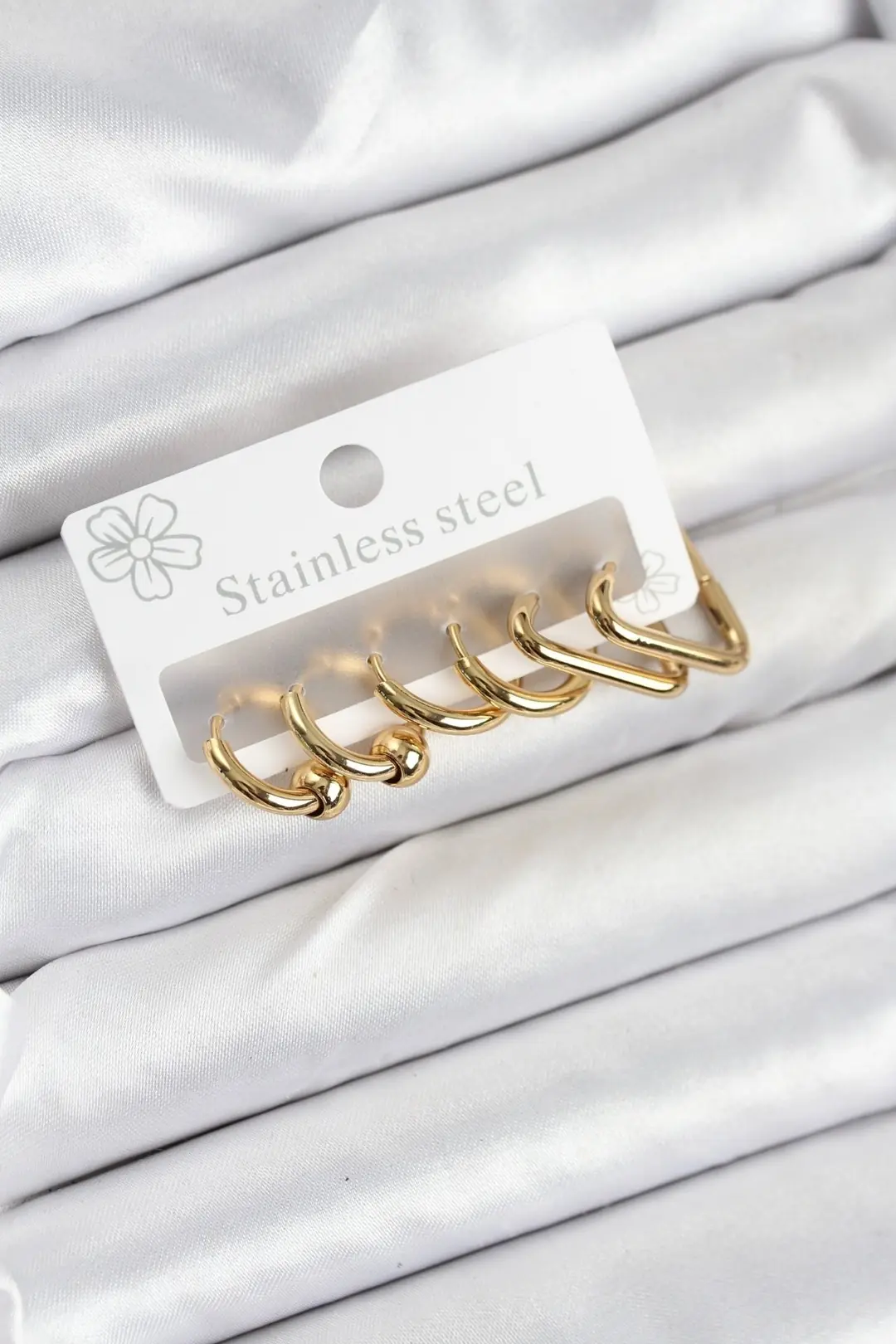 Utterly Good 316L Çelik Kadın Küpe Seti Gold Renk Klasik Tasarım